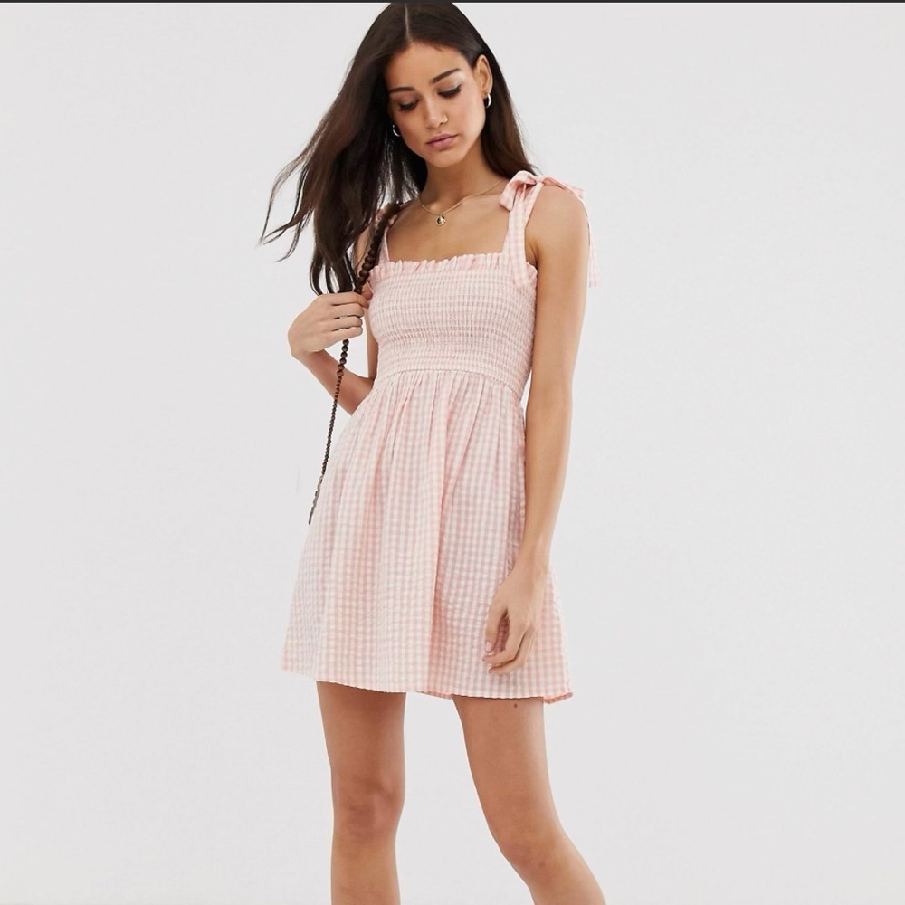 ASOS Gingham Tie Strap Dress